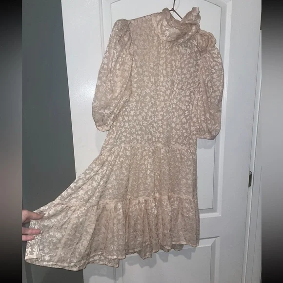 Sabina Musayev Brie Floral Burnout Dress with Large Bow 🪽 Medium NWOT